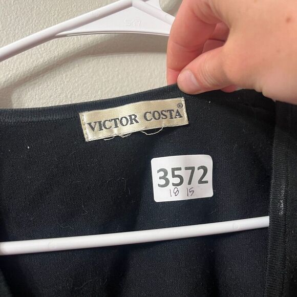 Y2K 90s Victor Costa Womens Black Cardigan Sweater S Cropped Sequin Whimsigoth - Picture 2 of 6